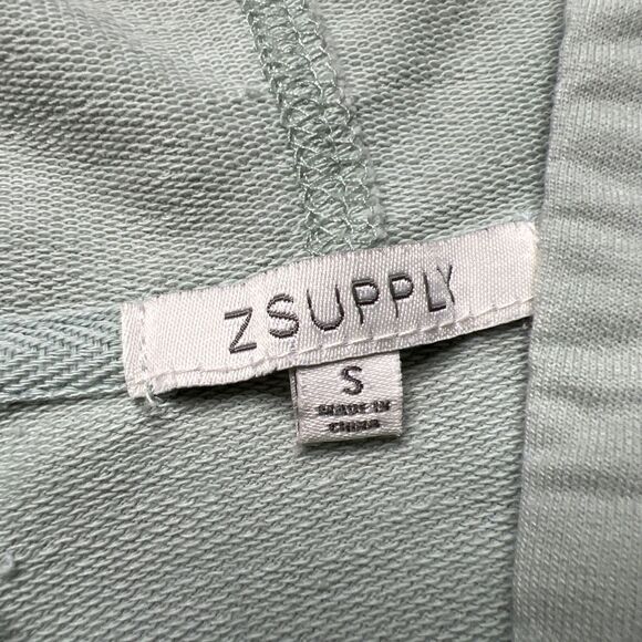 Z Supply Weekender Hoodie Top Womens Small Mint Green Snap Boxy Pockets - Picture 2 of 8